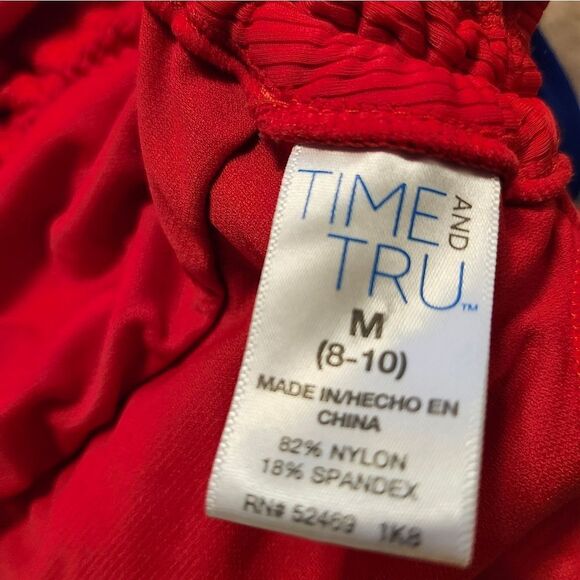 BRAND NEW TIME AND TRU ONE PIECE WOMEN'S DRAWING TIE SIDE TUMMY CONTROL SWIMSUIT - Picture 10 of 15